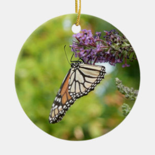 Monarch Butterfly auf Lila Schmetterling Bush Keramik Ornament
