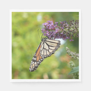 Monarch Butterfly auf Lila Schmetterling Bush Serviette
