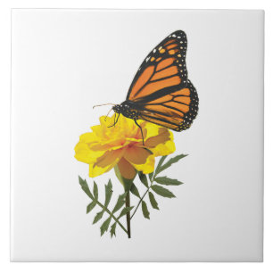 Monarch Butterfly auf Marigold Fliese
