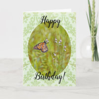 Monarch Butterfly auf Pattern Geburtstagskarte