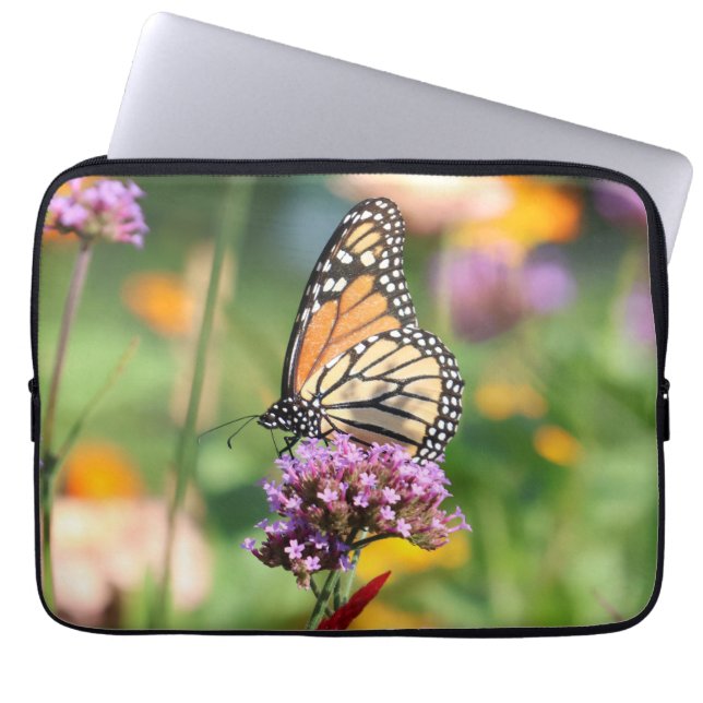Monarch Butterfly auf Verbena Laptopschutzhülle (Vorderseite)