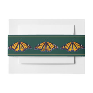 Monarch Butterfly Banded Forest Green Wedge Einladungsbanderole