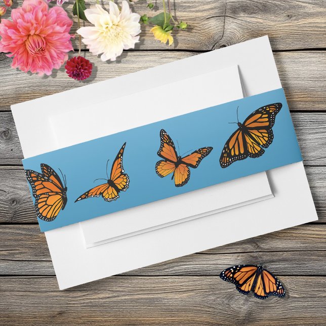 Monarch Butterfly Blue Ombre Einladungsbanderole (Von Creator hochgeladen)