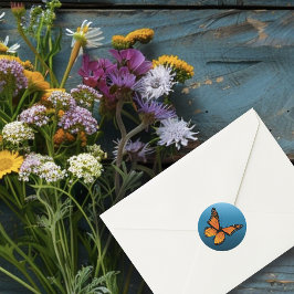 Monarch Butterfly Blue Ombre Runder Aufkleber