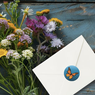 Monarch Butterfly Blue Ombre Runder Aufkleber