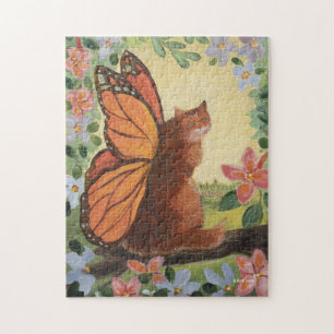 Monarch Butterfly Cat auf der Wiese Puzzle