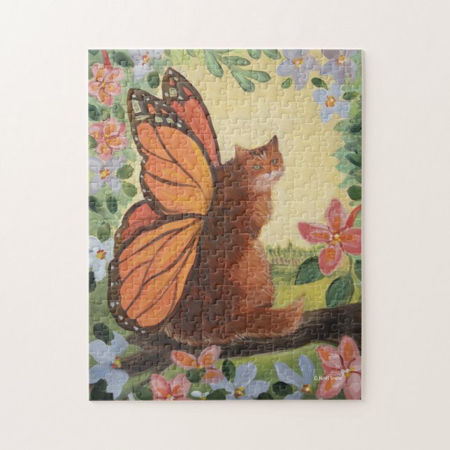 Monarch Butterfly Cat auf der Wiese Puzzle (Vertikal)