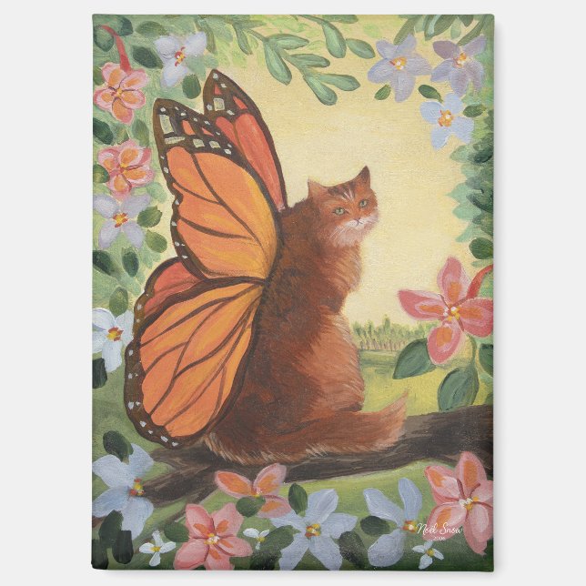 Monarch Butterfly Cat in Meadow Magnet (Vorderseite)