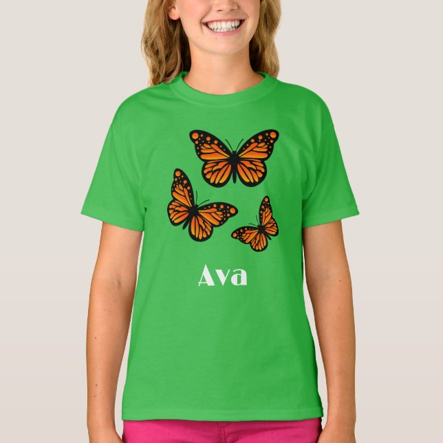 Monarch Butterfly Design - Girls' Basic T - Shirt (Vorderseite)