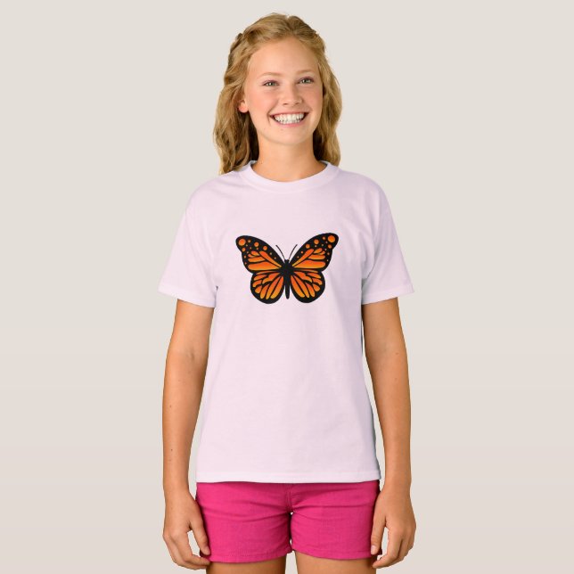 Monarch Butterfly Design - Girls' Basic T - Shirt (Vorne ganz)