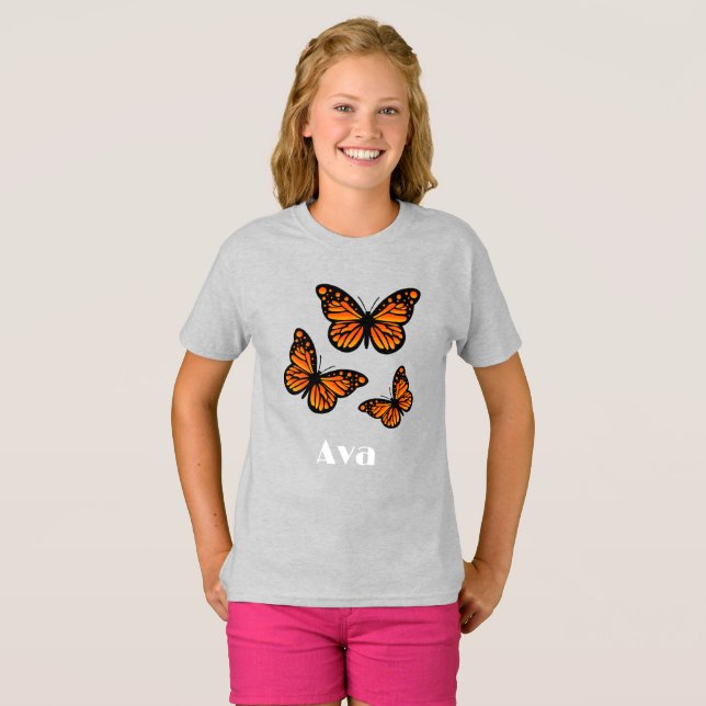 Monarch Butterfly Design - Girls' Basic T - Shirt (Vorne ganz)