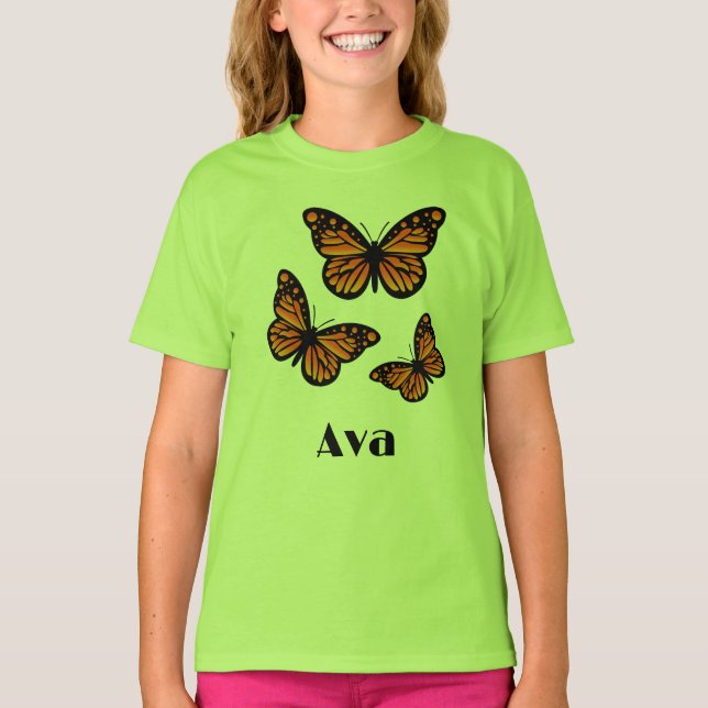 Monarch Butterfly Design - Girls' Basic T - Shirt (Vorderseite)