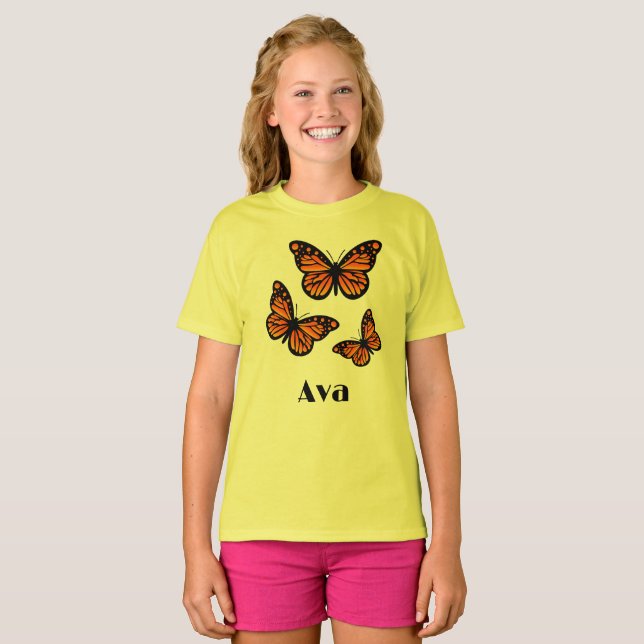 Monarch Butterfly Design - Girls' Basic T - Shirt (Vorne ganz)