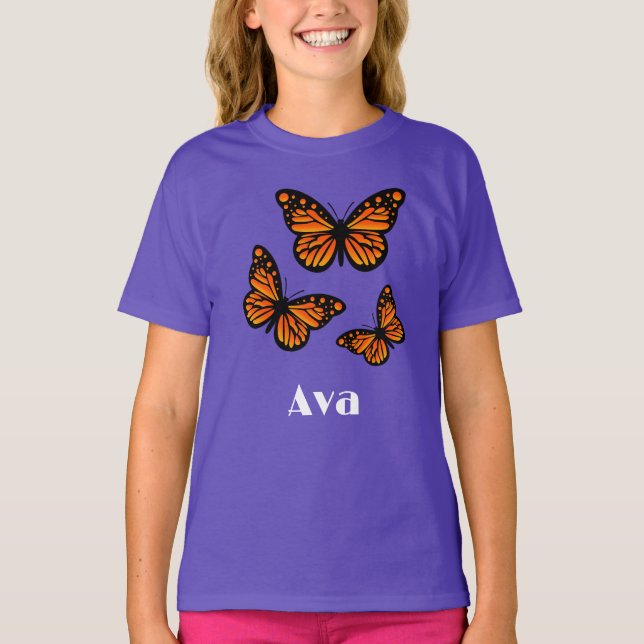 Monarch Butterfly Design - Girls' Basic T - Shirt (Vorderseite)