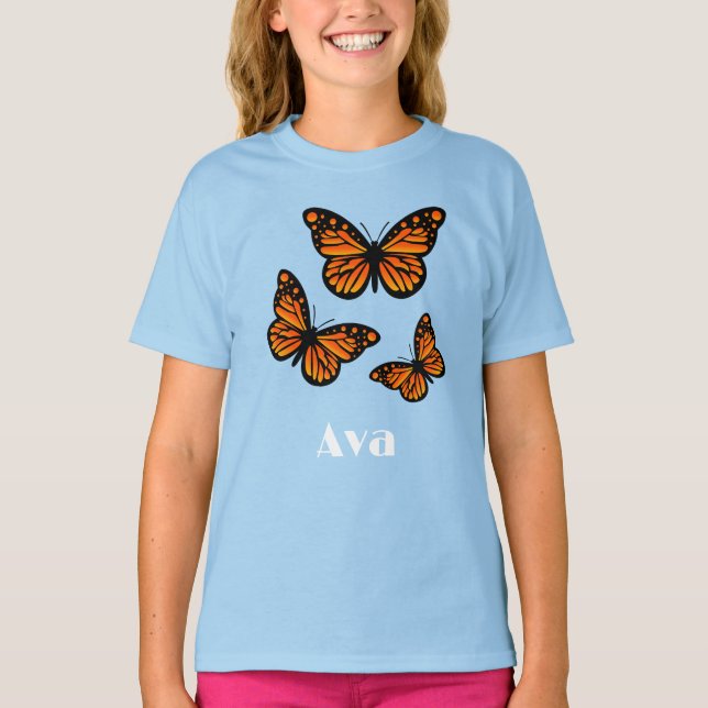 Monarch Butterfly Design - Girls' Basic T - Shirt (Vorderseite)