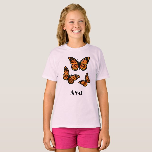 Monarch Butterfly Design - Girls' Basic T - Shirt (Vorne ganz)