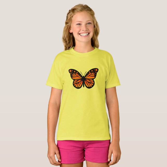 Monarch Butterfly Design - Girls' Basic T - Shirt (Vorne ganz)