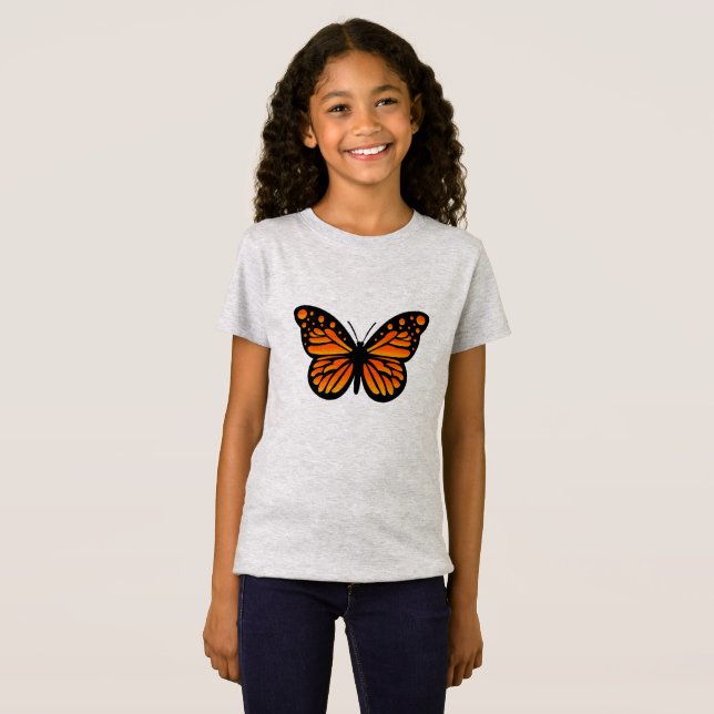 Monarch Butterfly Design - Girls' Fine Jersey T-Sh T-Shirt (Vorne ganz)