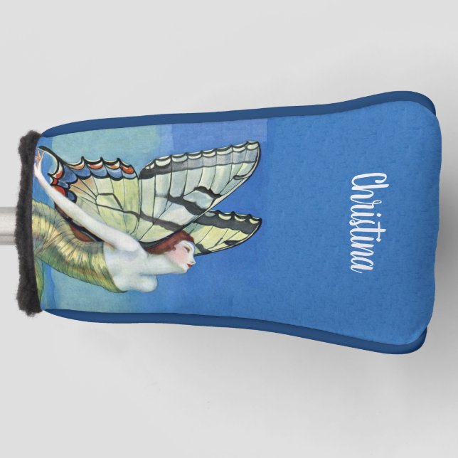 Monarch Butterfly Fairy Golden Dress Blue Sky Golf Headcover (Vorderseite)