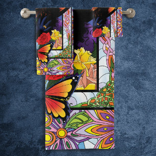 Monarch Butterfly Fairy Lila Badhandtuch Set