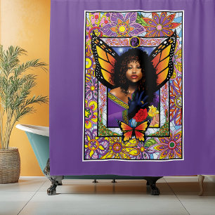 Monarch Butterfly Fairy Lila Duschvorhang