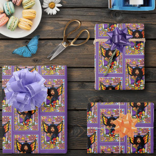 Monarch Butterfly Fairy Lila Geschenkpapier Set