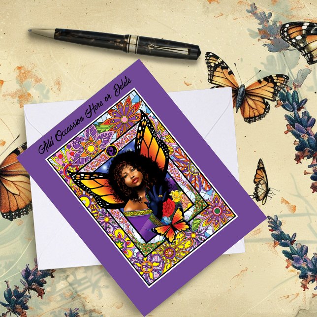 Monarch Butterfly Fairy Lila Karte (Von Creator hochgeladen)