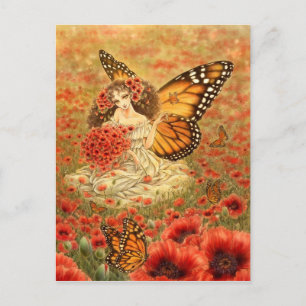 Monarch Butterfly Fairy Postcard Postkarte