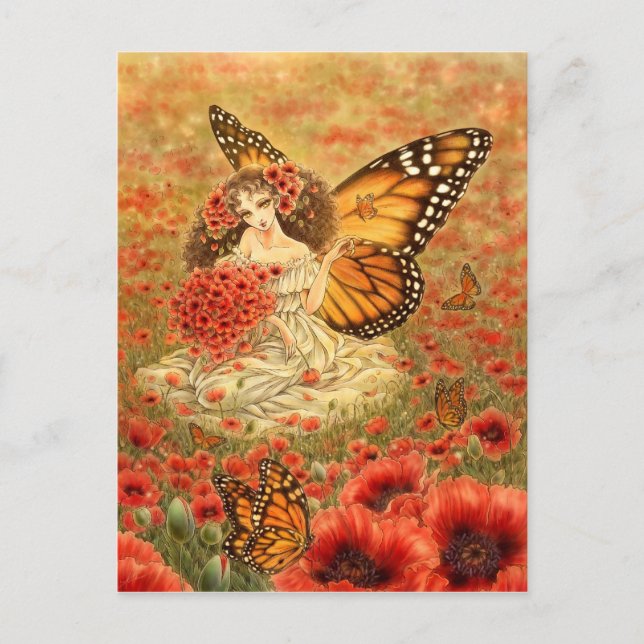 Monarch Butterfly Fairy Postcard Postkarte (Vorderseite)
