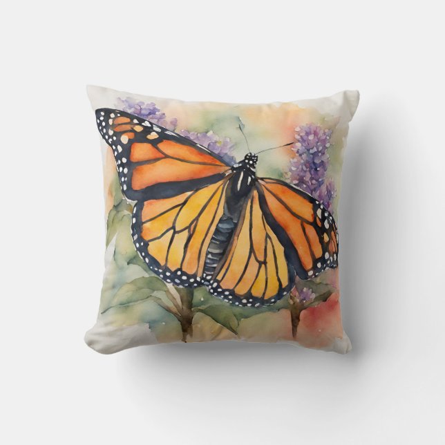 Monarch Butterfly Farbe Druck Kissen (Vorderseite)