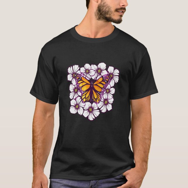 Monarch Butterfly flowers artwork T-Shirt (Vorderseite)