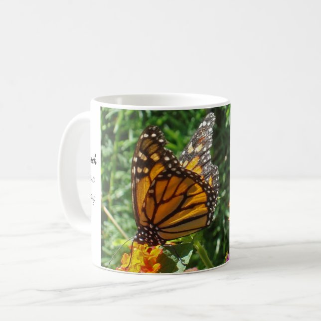 Monarch Butterfly Foto Frühmorgens Motivierend Kaffeetasse (Vorderseite Links)