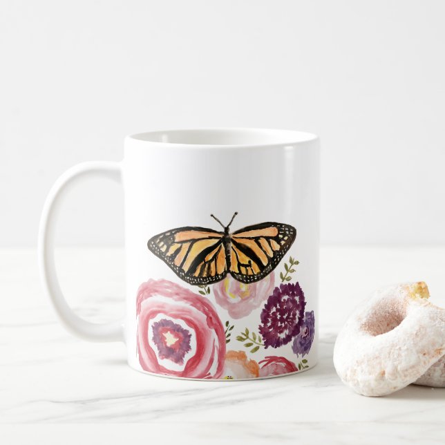 Monarch Butterfly Garden Malinsekt Kaffeetasse (Mit Donut)