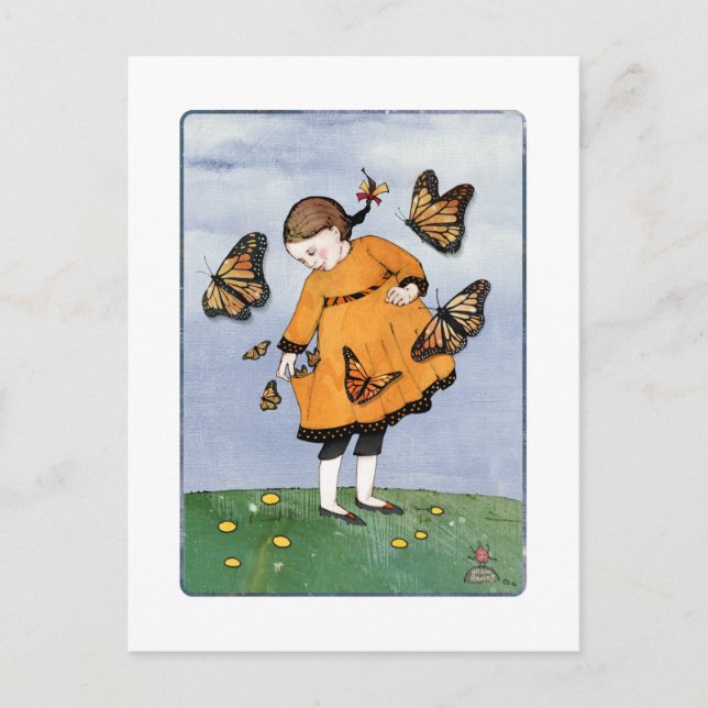 Monarch Butterfly Girl Postcard Postkarte (Vorderseite)