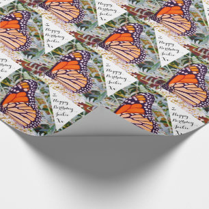 Monarch Butterfly Happy Birthday Jackie Geschenkpapier