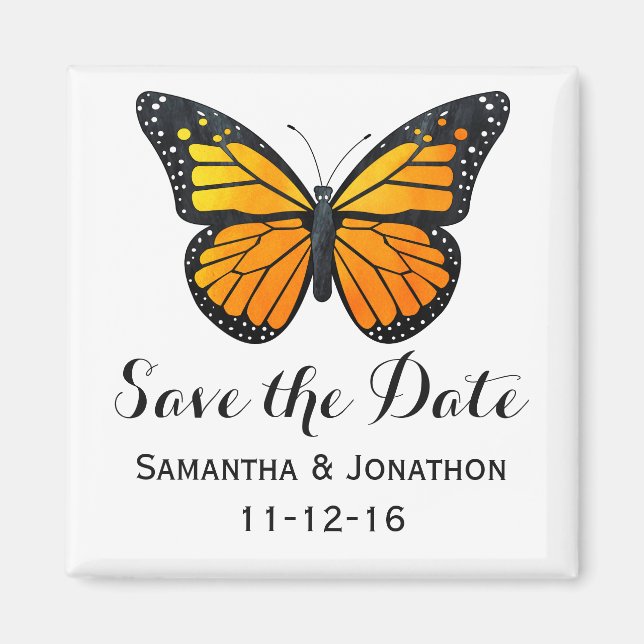 Monarch Butterfly Hochzeit rettet das Datum Magnet (Vorne)