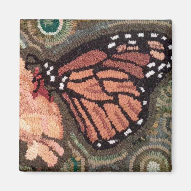 Monarch Butterfly Hooked Rug Magnet (Vorne)