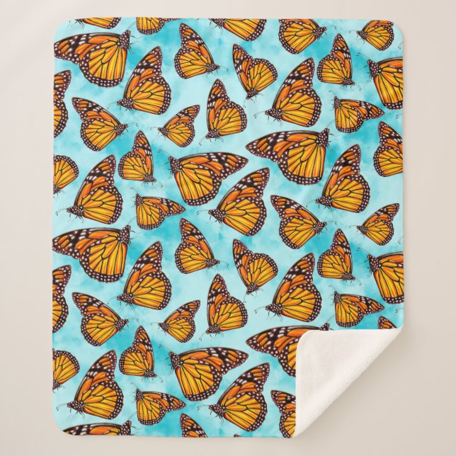 Monarch Butterfly Illustration über Wolken Sherpadecke (Vorderseite)