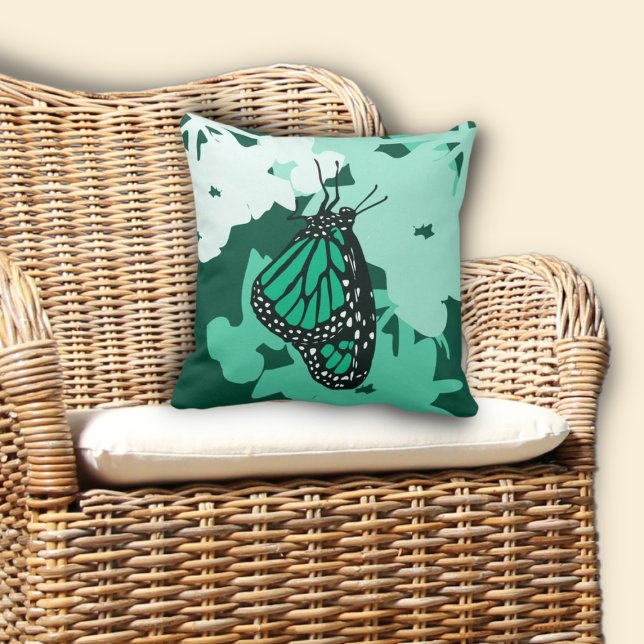 Monarch Butterfly Insekt Animal Green Kissen (Monarch Butterfly Insect Animal Green Throw Pillow)