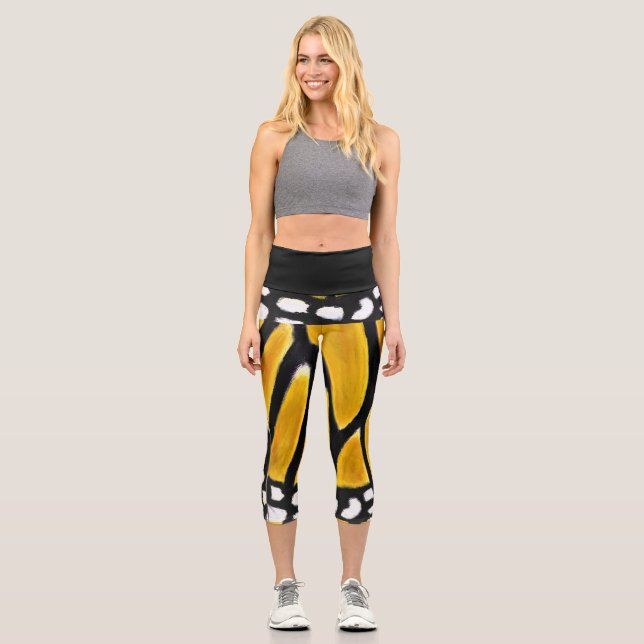 Monarch Butterfly Inspiriert Capri Leggings (Vorderseite)