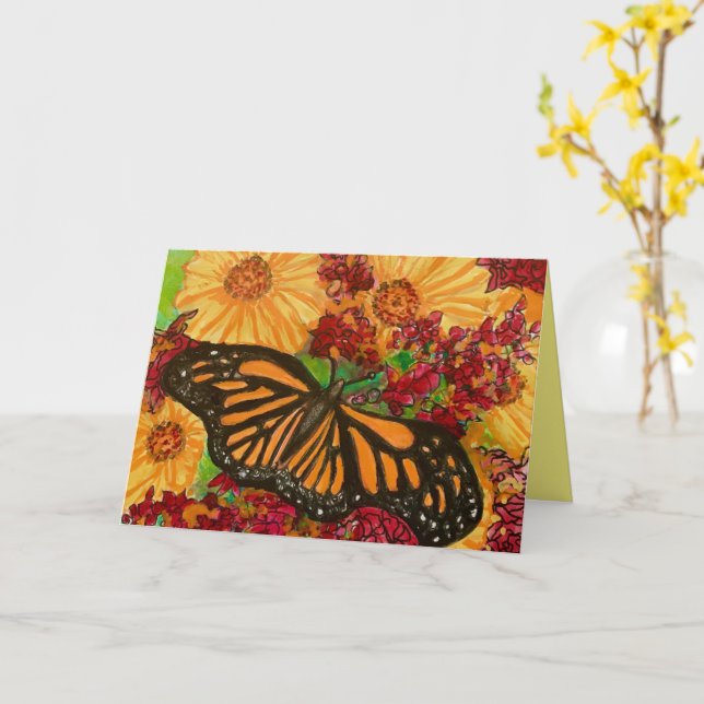Monarch Butterfly Karte (Gelbe Blume)