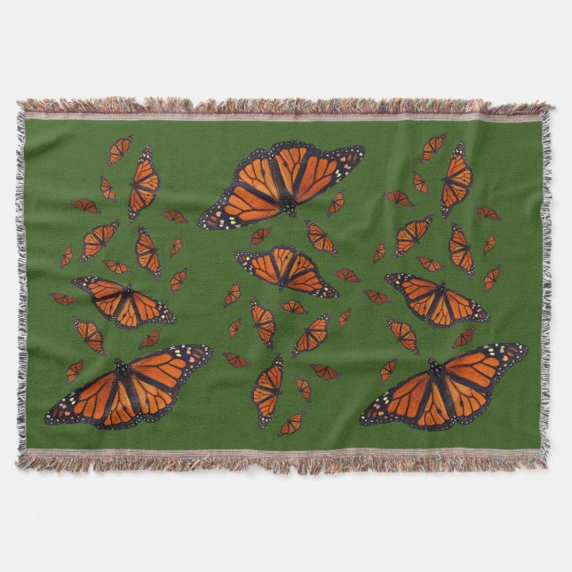 Monarch Butterfly-Keuchhuhn (dunkelgrün) Decke (Vorderseite)