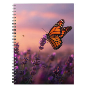 Monarch Butterfly Lavendel Sunset Notebook Notizblock