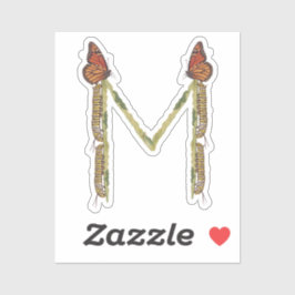 Monarch Butterfly - Letter M Monogram, M Initial Aufkleber
