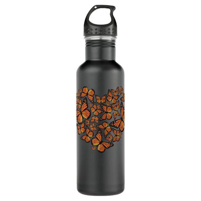 Monarch Butterfly Liebe Herz T Geschenk für Frauen Edelstahlflasche (Vorderseite)