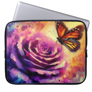 Monarch Butterfly Lila Rose Sunset Orange Laptopschutzhülle