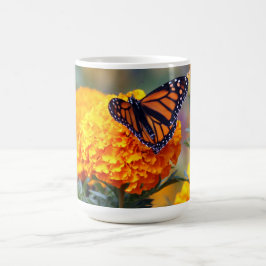 Monarch Butterfly Marigold Foto Kaffeetasse