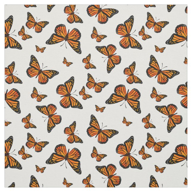 Monarch Butterfly-Muster auf weißem Hintergrund Stoff (Muster)