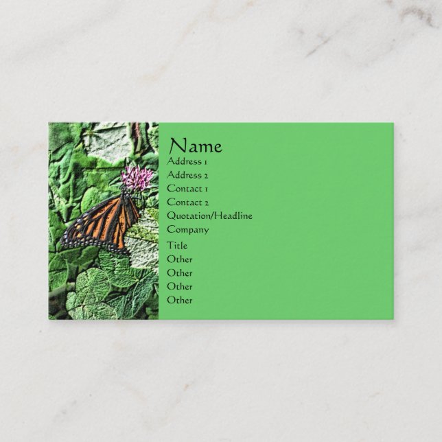 Monarch Butterfly Nature Art Business Card Visitenkarte (Vorderseite)