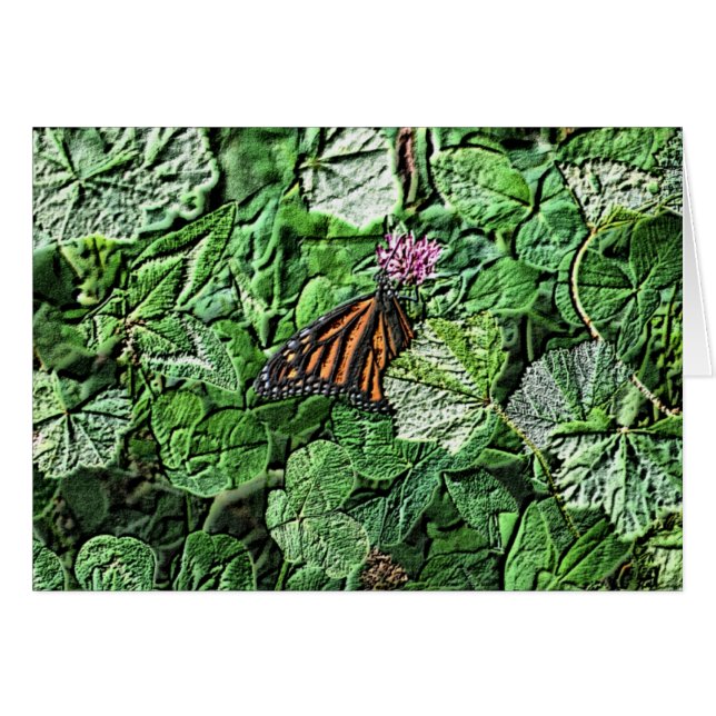 Monarch Butterfly on Clover Nature Art Card (Vorderseite (Horizontal))